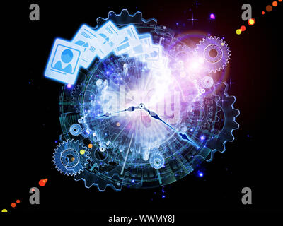 Backdrop composed of document icons, lights and abstract design elements and suitable for use on document processing, office paperwork, virtual worksp Stock Photo