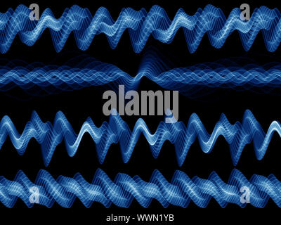 Abstract sound wave rendered in blue against black background Stock ...