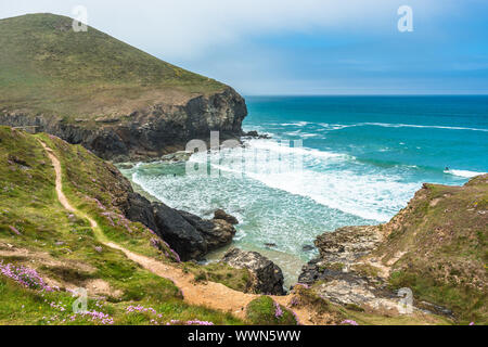 Stunning coastal scenery at Chapel Porth on the St Agnes Heritage coast in Cornwall, England, UK. Stock Photo