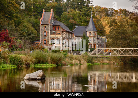 Treseburg in the Harz Mountains on the Bode River Stock Photo