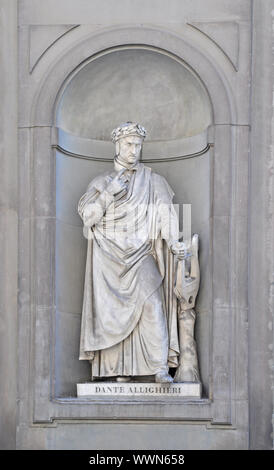 Statue of Dante in the Uffizi, Florence Stock Photo