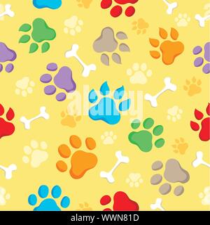 Seamless background with paws 1 Stock Vector