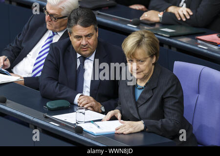 Governmental declaration by the German Minister of finance at the German Parliament. Stock Photo