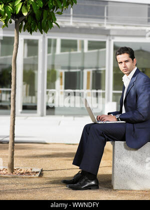 Businessman Using Laptop Stock Photo