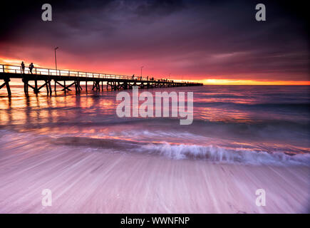 Beautiful Sunset at Semaphore Beach, South Australia Stock Photo