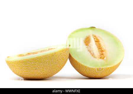 galia slice melone isolated on white Stock Photo