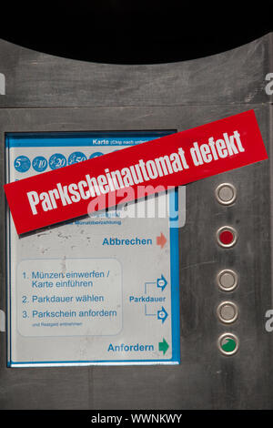 Parking ticket machine defective Stock Photo