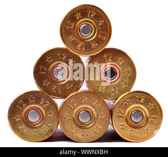 12 gauge shotgun shells used for hunting Stock Photo