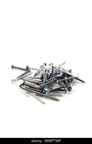 some nails without hammer isolated on white background Stock Photo
