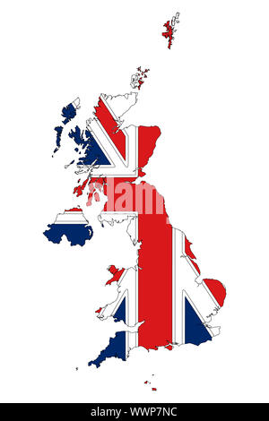 UK map with flag vector illustration or United kingdom flag map - Sticker,banner,backgrounds,icon,symbol etc. Stock Photo