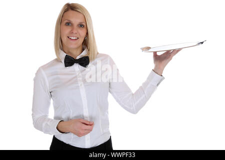 waiter waiter waiter woman waitress restaurant blond profession Stock Photo