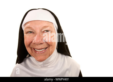 Funny Nun with Happy Expression on her Face Stock Photo