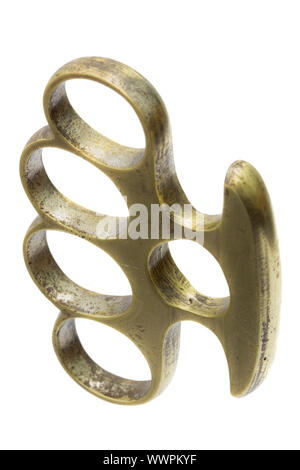 Thai Brass Knuckle-duster on White. Stock Photo - Image of struggle, fear:  23666008