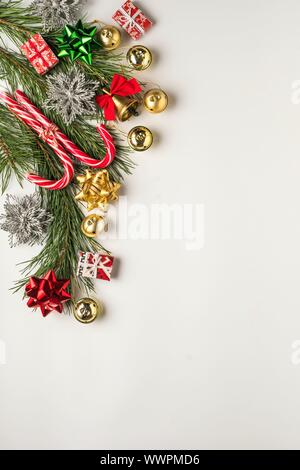merry christmas, christmas holiday, santa claus, decorative elements, gold shiny, ball wreath Stock Photo