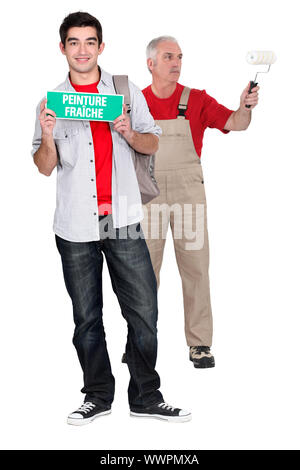 Experienced painter and student Stock Photo