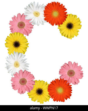 Letter C Alphabet from flowers clipping on white Stock Photo