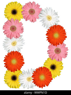 Letter D Alphabet from flowers clipping on white Stock Photo