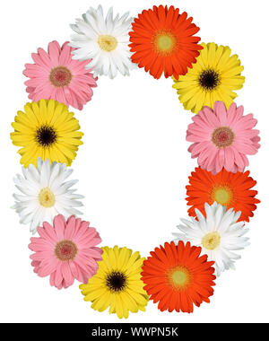 Letter O Alphabet from flowers clipping on white Stock Photo