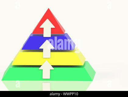 Pyramid With Up Arrows And Copyspace Showing Growth And Progress Stock Photo