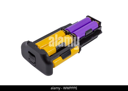 Adapter AA batteries for the battery handle modern DSLR camera Stock Photo
