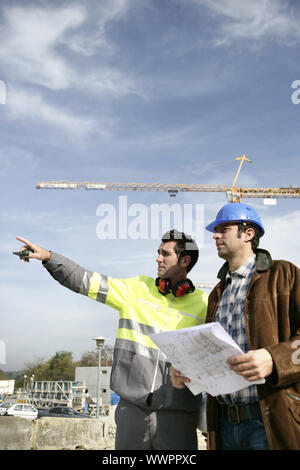 Engineers on a building site Stock Photo