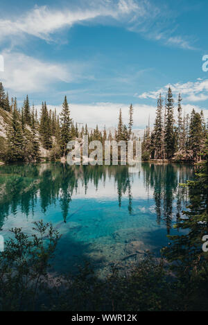 Scenic view of Grassi Lakes in Canmore, Alberta, Canada.
