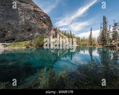 Scenic view of Grassi Lakes and mountains in Canmore, Alberta, Canada. Stock Photo