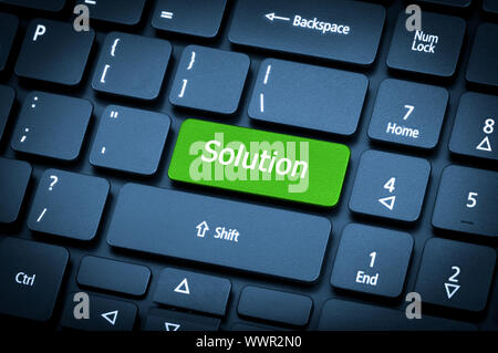 Laptop keyboard. The focus on the Solution key. Stock Photo