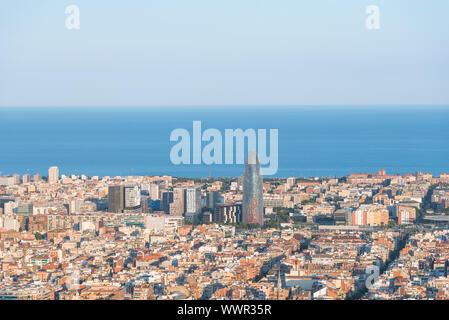 Cityscape with the Torre Agbar in the Poblenou district of Barcelona Stock Photo