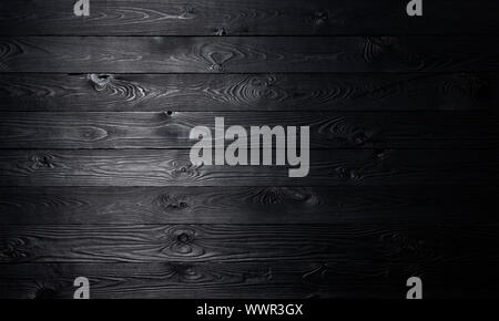 Black wooden background, old wooden planks texture Stock Photo