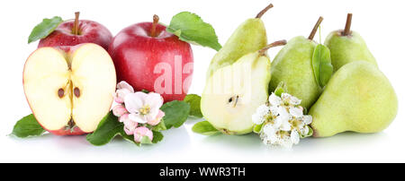 apple and pear apples pears red green fruits cut fruit Freisteller Stock Photo
