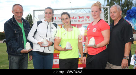 DLV German women hammer thrower team with coach for 2016 Olympic Games in Rio Stock Photo