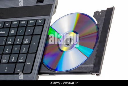 Electronic collection - Laptop with open DVD tray Stock Photo