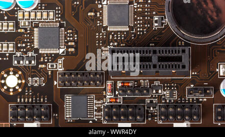 Electronic collection - digital components on computer mainboard Stock Photo