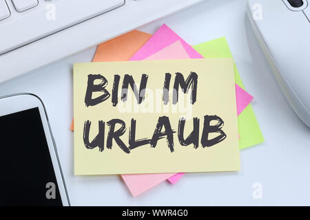 I am on vacation to travel to travel to vacation to relax leisure time work desk Stock Photo