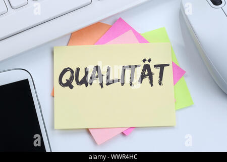 Quality Success QM Quality Management Successful Desktop Stock Photo
