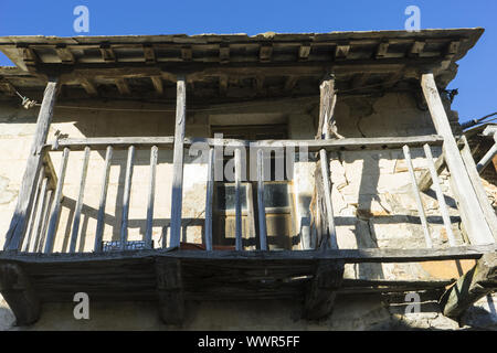 Balcony, wood and stone houses in the province of Zamora in Spain Stock Photo