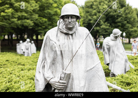 Washington DC, USA - June 7th 2019: Korean War Veterans Memorial located in National Mall. The Memorial commemorates those who served in the Korean Wa Stock Photo