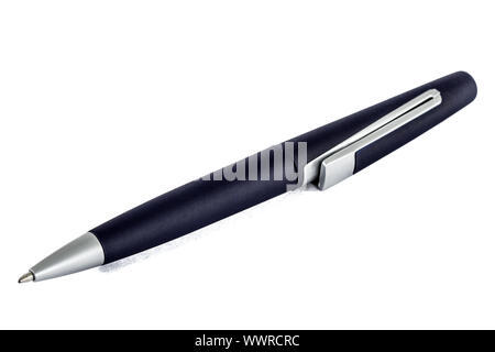 Blue ballpoint pen, isolated on white , with clipping path Stock Photo
