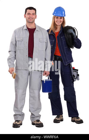Electrician and painter Stock Photo