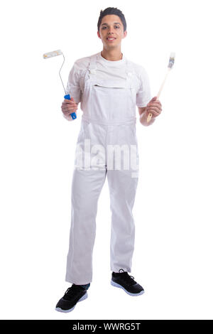 occupation profession painter profession craftsman apprentice trainee full body training trainee Stock Photo
