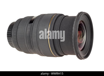 The lens of modern digital camera, side view. Stock Photo