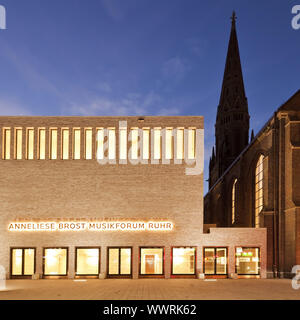 Anneliese Brost Musikforum Ruhr in twilight, Bochum, Ruhr Area, North Rhine-Westphalia, Germany Stock Photo