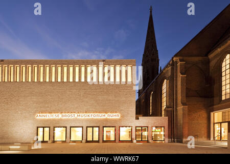 Anneliese Brost Musikforum Ruhr in twilight, Bochum, Ruhr Area, North Rhine-Westphalia, Germany Stock Photo