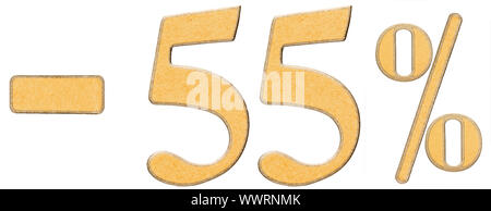Percent off. Discount. Minus 55 fifty five percent, numerals isolated on white background Stock Photo