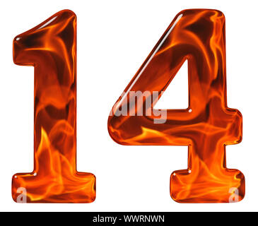 Numeral 14, fourteen, isolated on white background, 3d render Stock ...