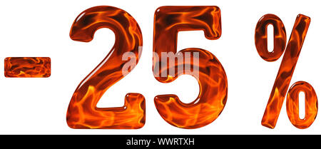 Percent off. Discount. Minus 25, twenty five  percent, numerals isolated on white background Stock Photo