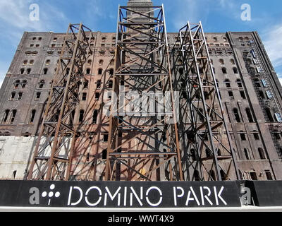 New York, USA - June 5th 2019:Domino Park in Brooklyn, Williamsburg, Old sugar factory, Stock Photo