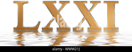 Roman numeral LXXI, unus et septuaginta, 71, seventy one, reflected on the water surface, isolated on  white, 3d render Stock Photo