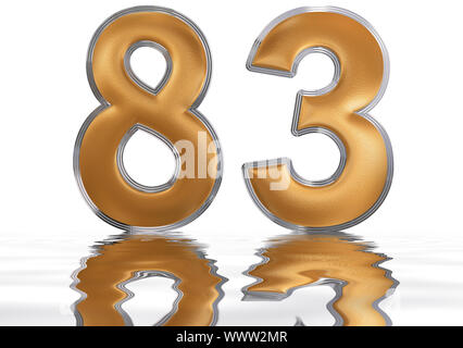Gold number 83 (number eighty-three) with perforated black